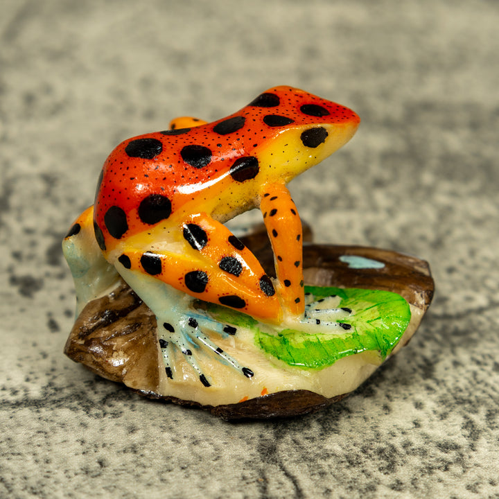 Orange And Yellow Poison Dart Frog Tagua Carving