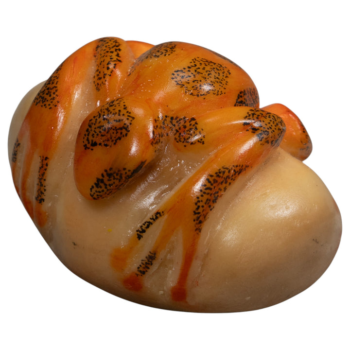 Vintage Orange And Black Frog Tagua Carving