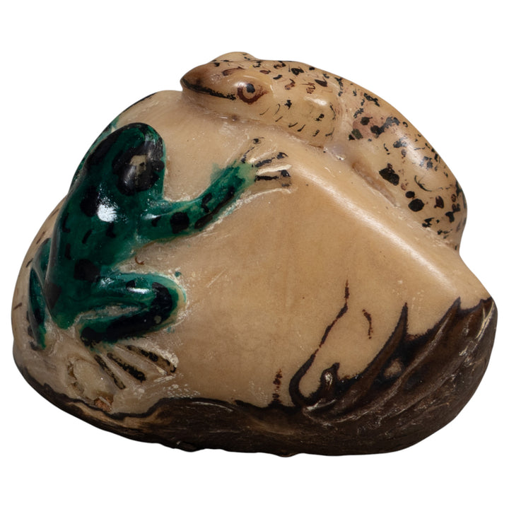 Vintage Snake And Frog Tagua Carving