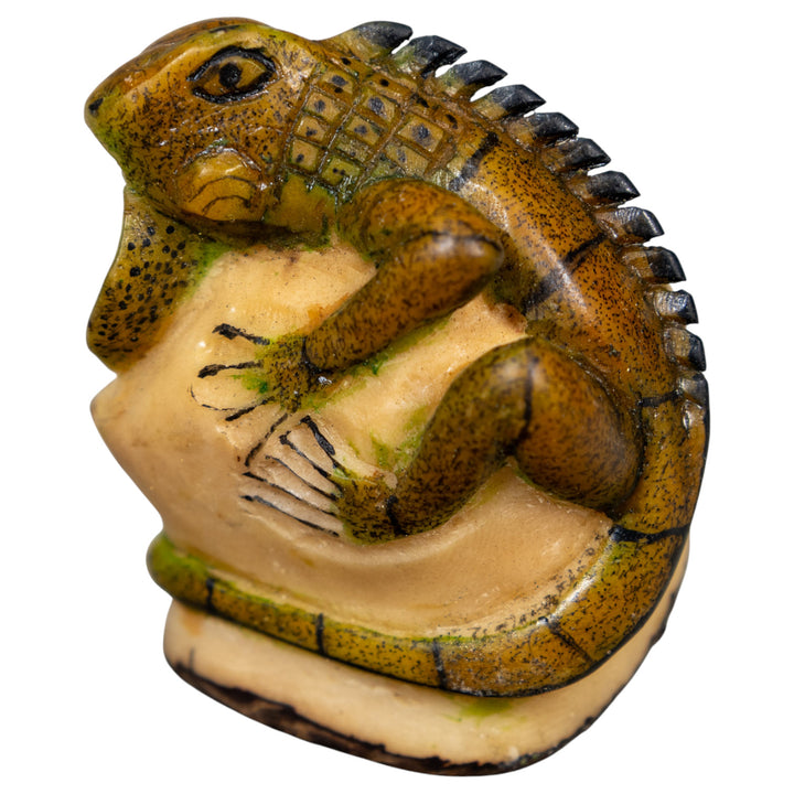 Brown And Black Iguana Lizard Tagua Carving
