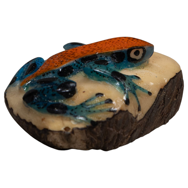 Red And Blue Poison Dart Frog Tagua Carving