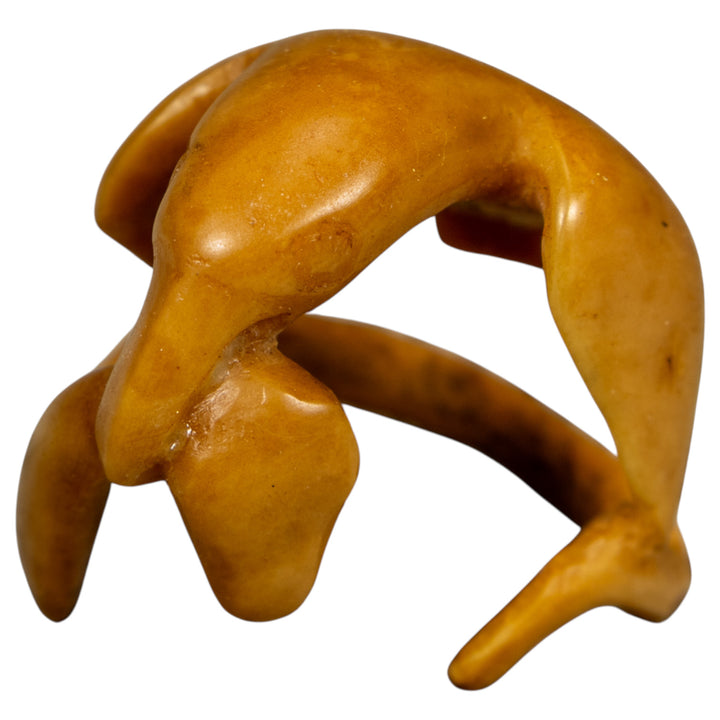 Dyed Hawk Bird Capturing Snake Tagua Carving
