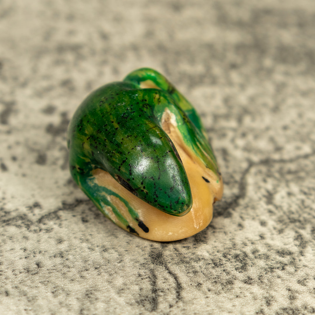 Vintage Green Iguana Lizard Tagua Carving