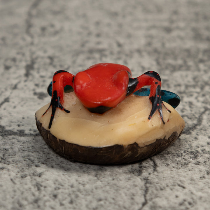 Vintage Red And Blue Poison Dart Frog Tagua Carving