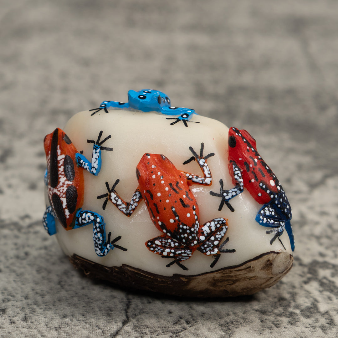 Multiple Poison Dart Frog Tagua Carving