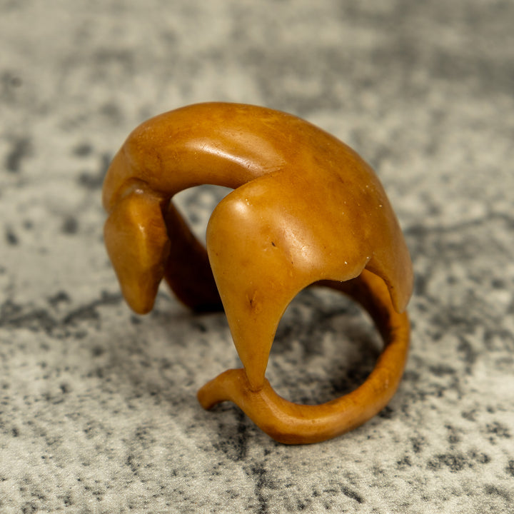 Dyed Hawk Bird Capturing Snake Tagua Carving