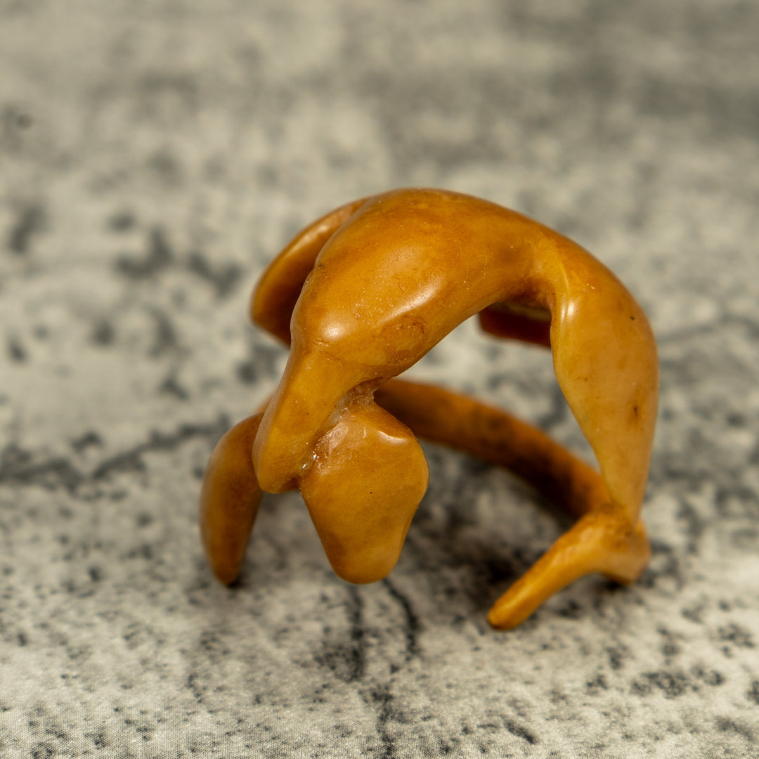 Dyed Hawk Bird Capturing Snake Tagua Carving