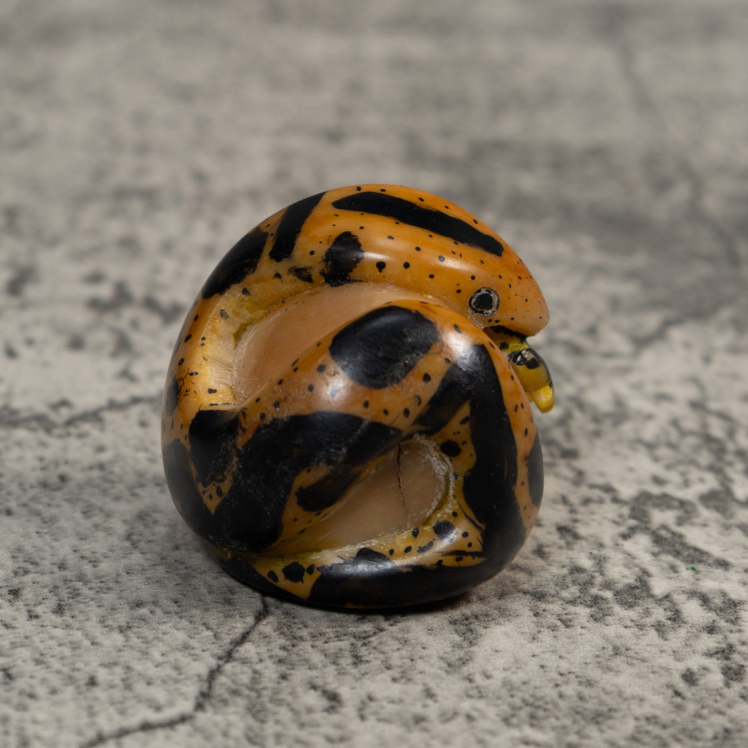 Vintage Snake Eating Frog Tagua Carving