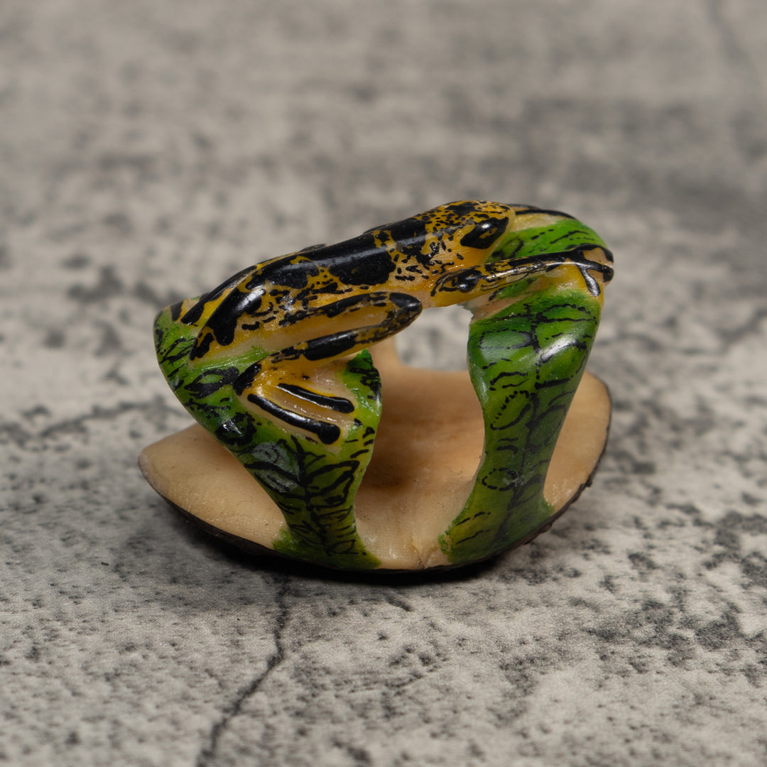 Black And Yellow Undercur Poison Dart Frog Tagua Carving