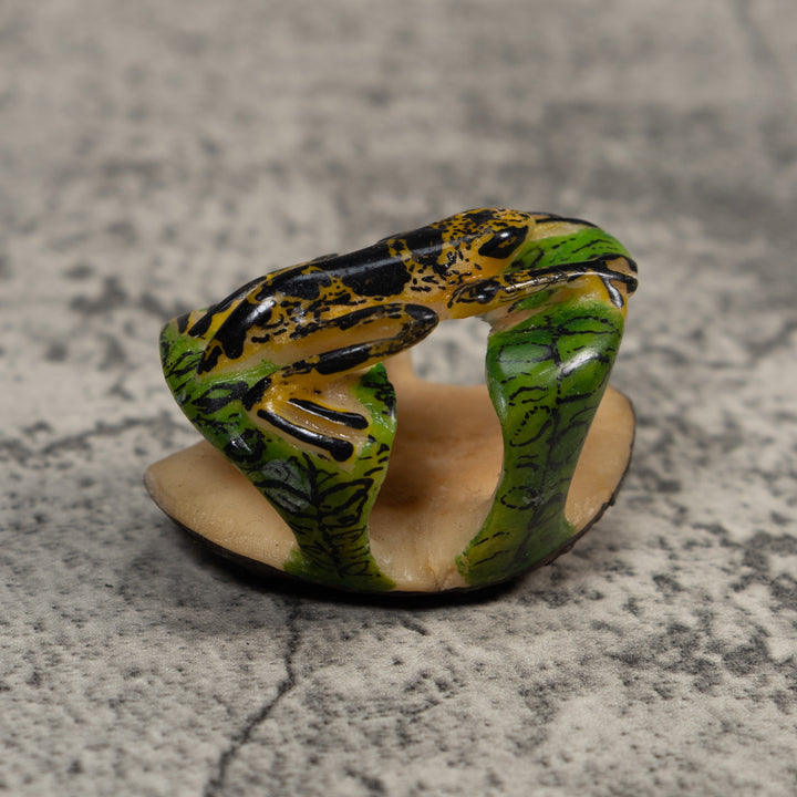 Black And Yellow Undercur Poison Dart Frog Tagua Carving
