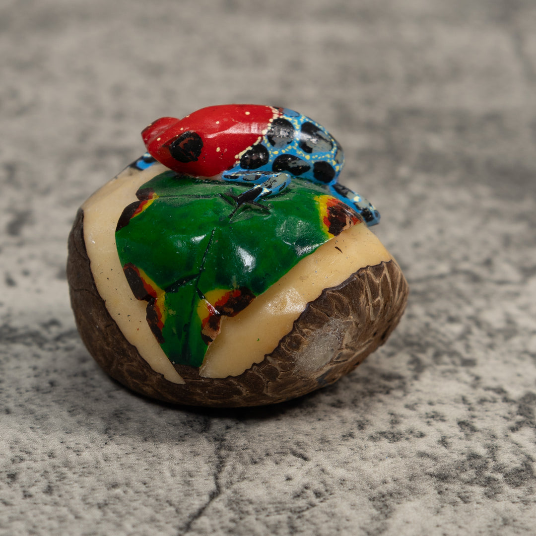 Blue Red And Black Poison Dart Frog Tagua Carving