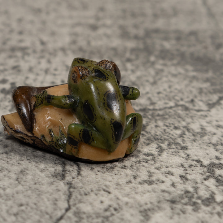 Vintage Snake And Frog Tagua Carving