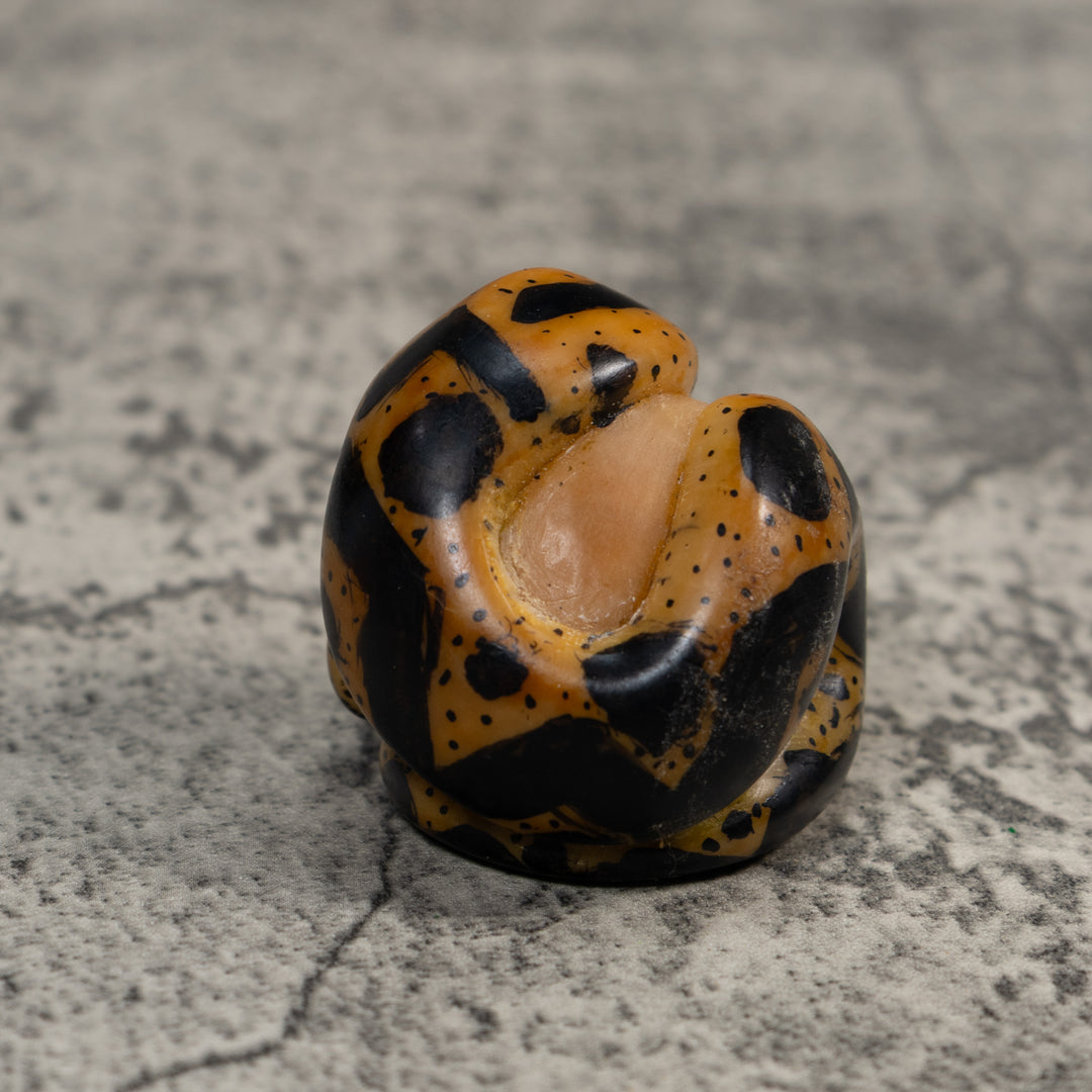 Vintage Snake Eating Frog Tagua Carving