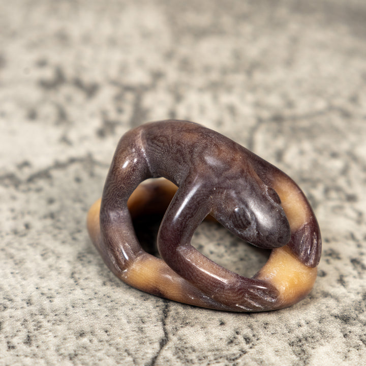 Vintage Dyed Frog Scarf Slide Tagua Carving