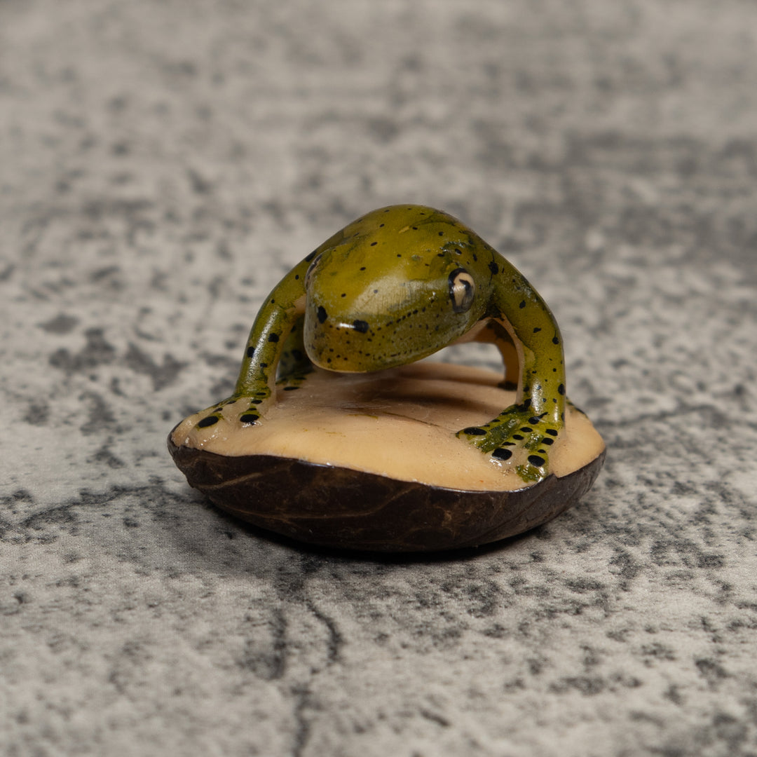Vintage Green And Black Poison Dart Frog Tagua Carving