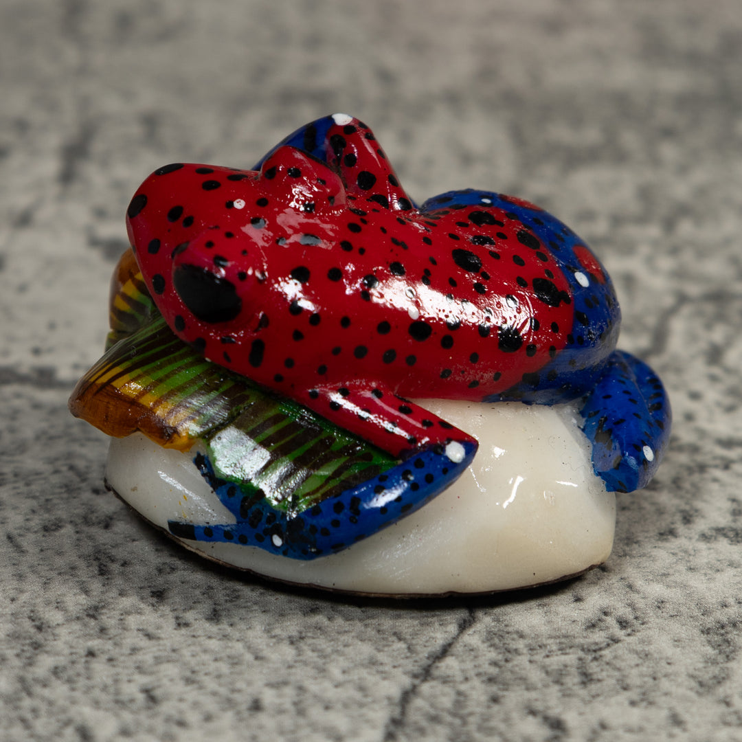 Red And Blue Poison Dart Frog Tagua Carving