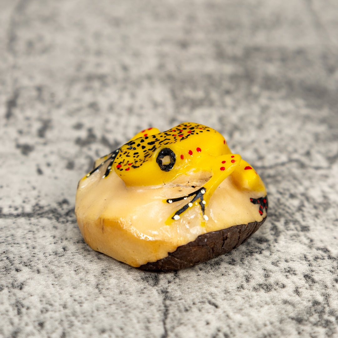 Yellow Poison Dart Frog Tagua Carving
