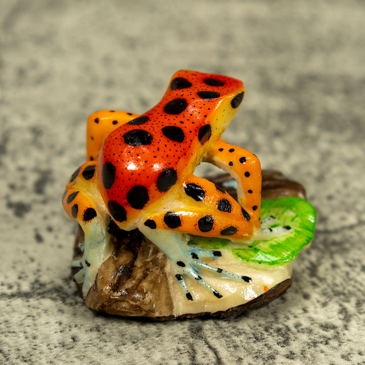 Orange And Yellow Poison Dart Frog Tagua Carving