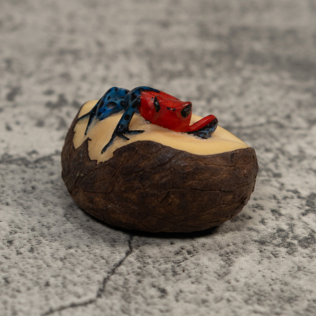 Red And Blue Poison Dart Frog Tagua Carving