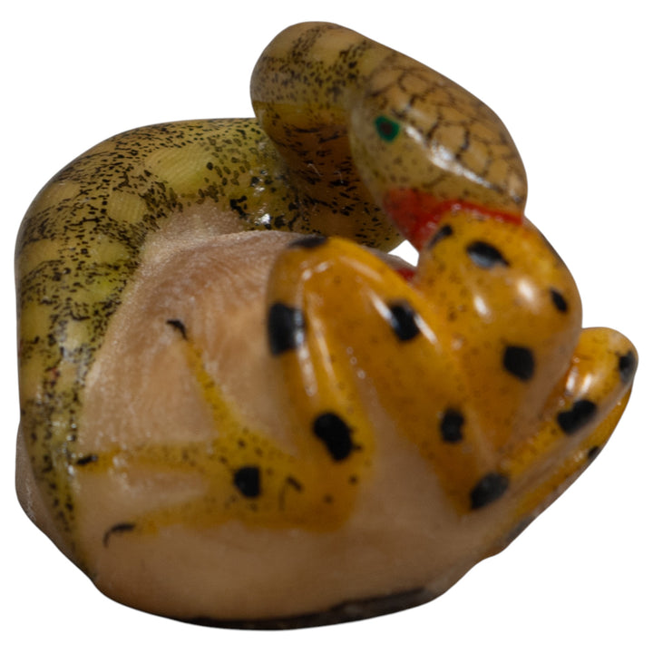 Vintage Snake Eating Frog Tagua Carving