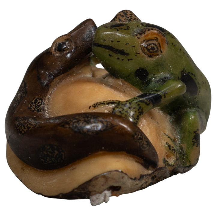 Vintage Snake And Frog Tagua Carving