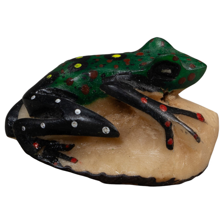 Vintage Green And Black Poison Dart Frog Tagua Carving