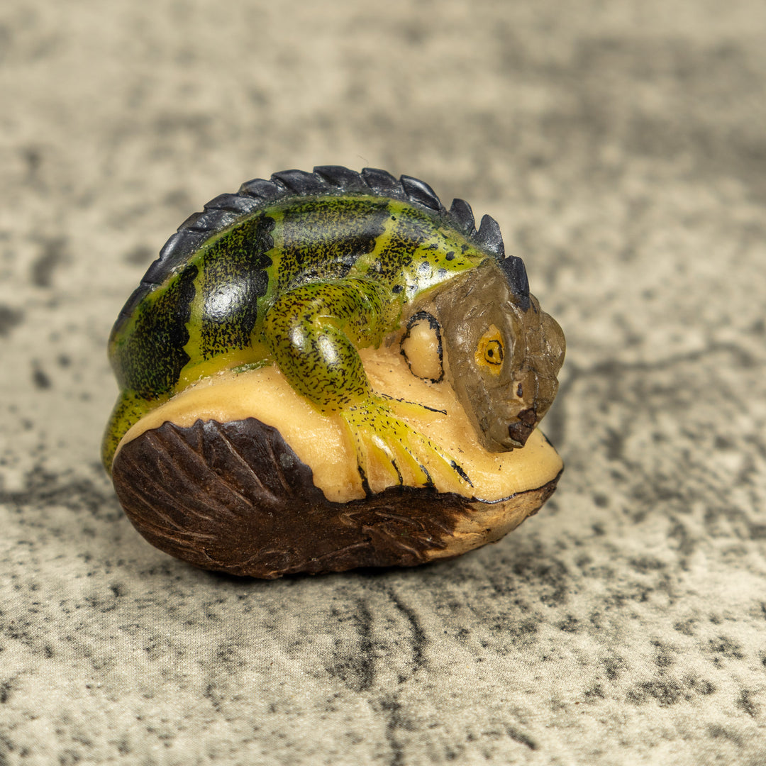Green Iguana Lizard Tagua Carving