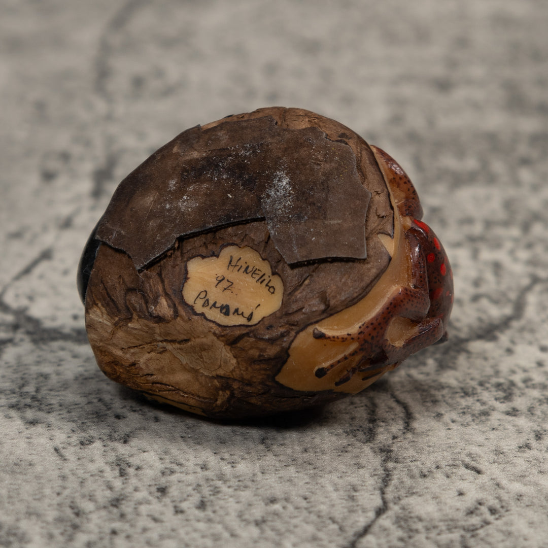 Black Red And Brown Gecko And Frog Tagua Carving