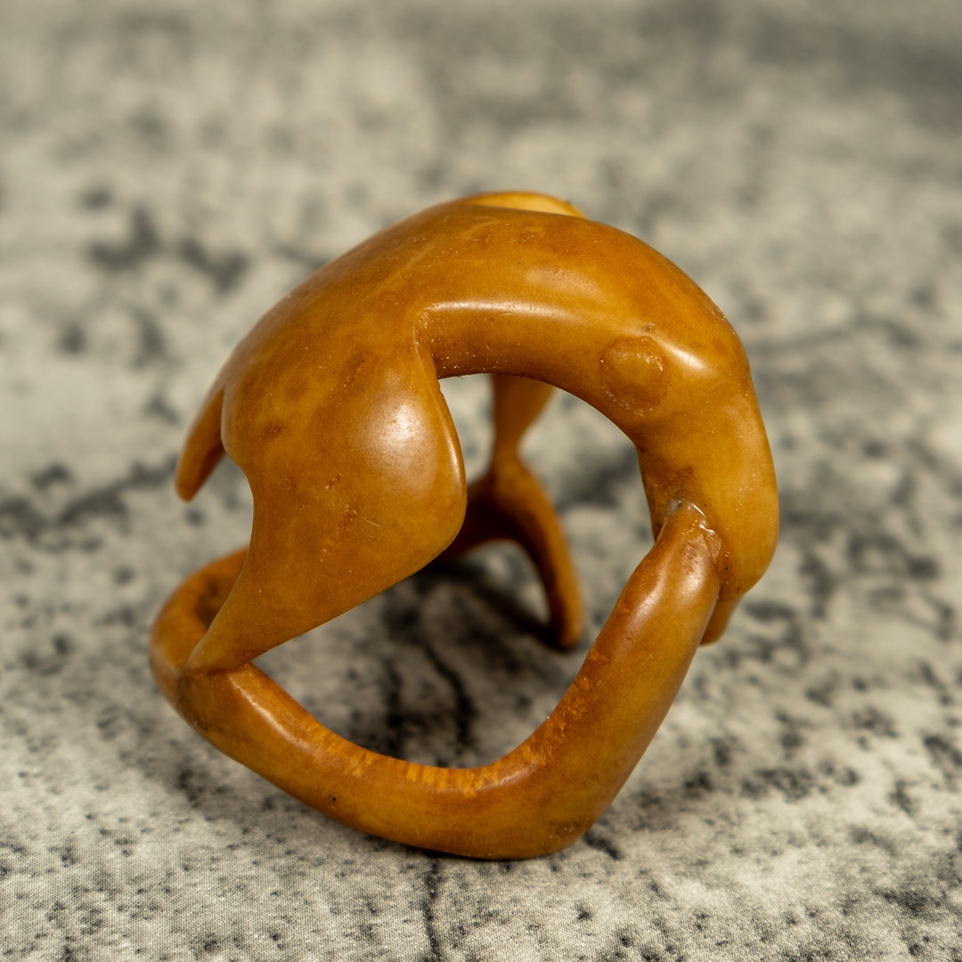 Dyed Hawk Bird Capturing Snake Tagua Carving