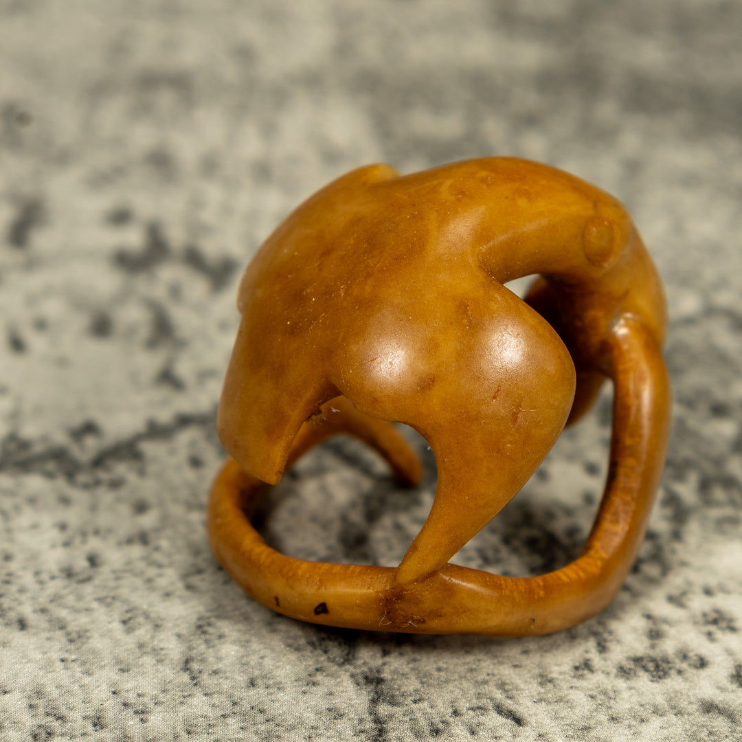 Dyed Hawk Bird Capturing Snake Tagua Carving