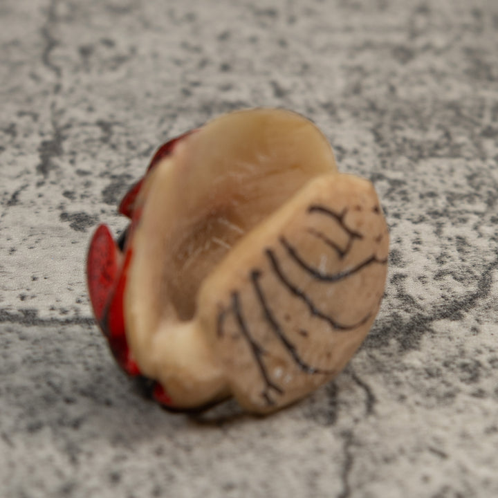 Vintage Red Black And Gold Poison Dart Frog Tagua Carving