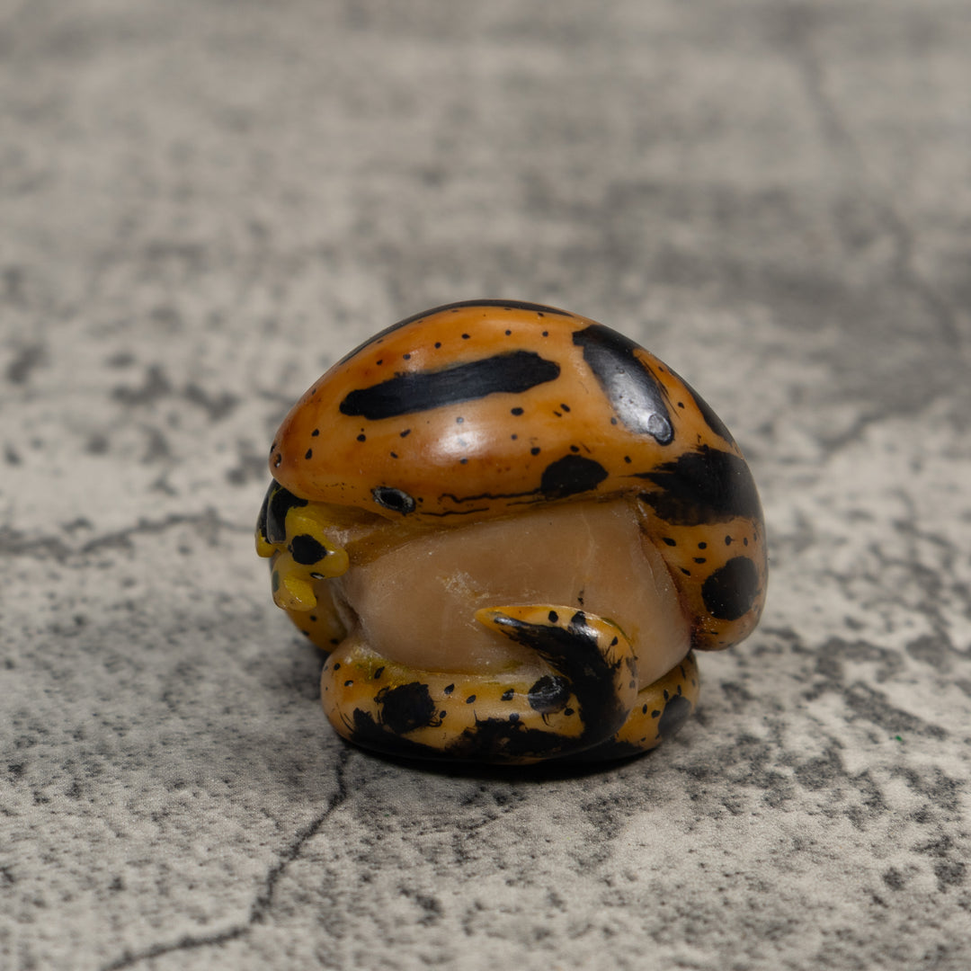 Vintage Snake Eating Frog Tagua Carving