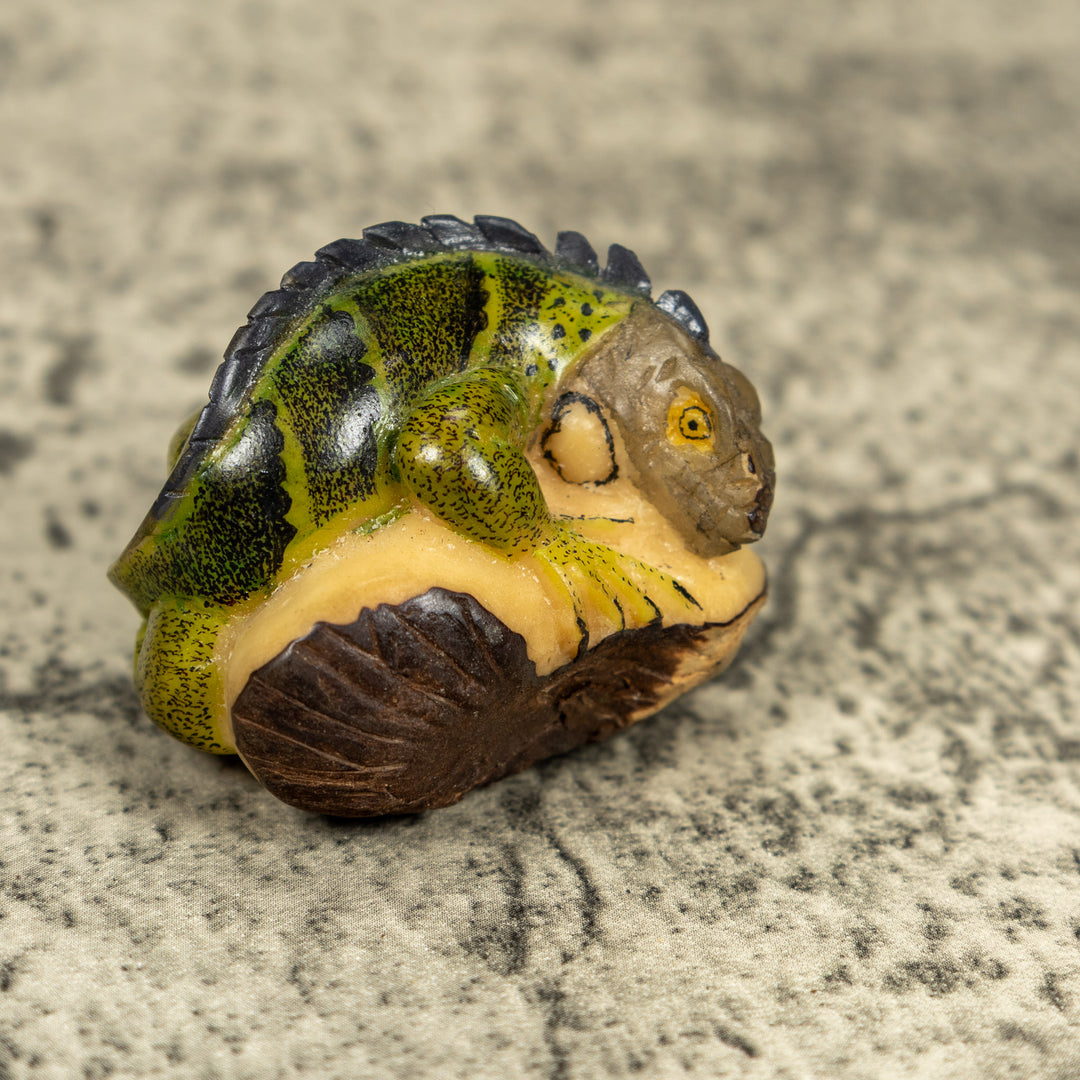 Green Iguana Lizard Tagua Carving