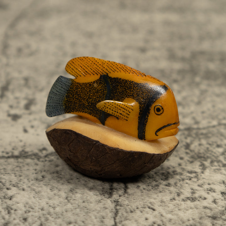 Vintage Tropical Fish Tagua Carving