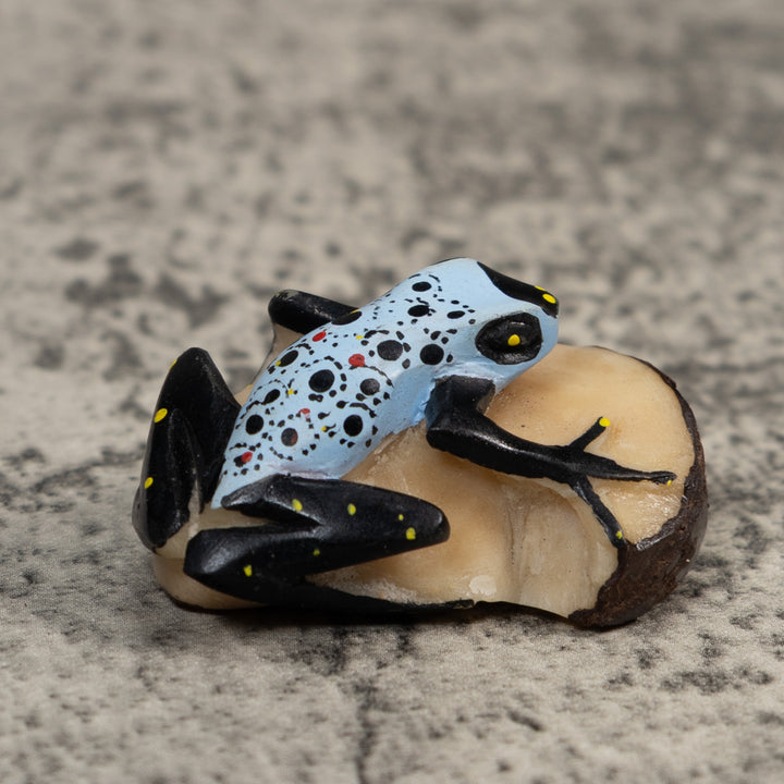 Vintage Black And Blue Poison Dart Frog Tagua Carving