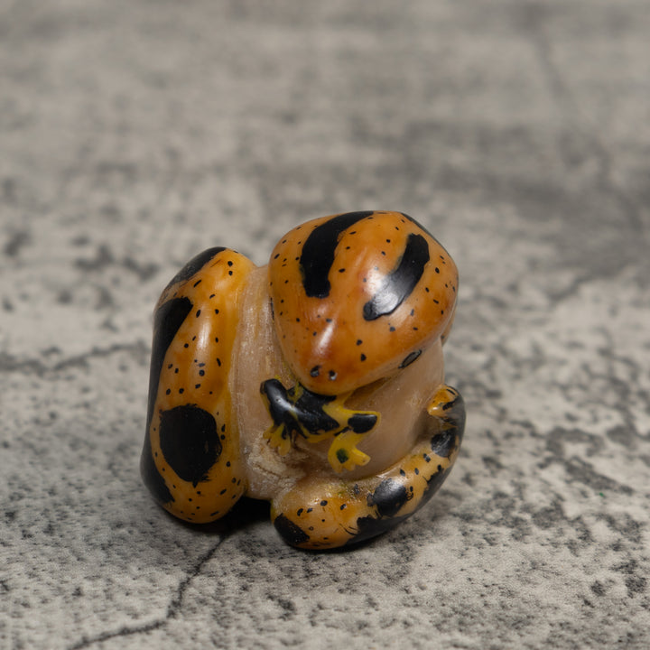 Vintage Snake Eating Frog Tagua Carving