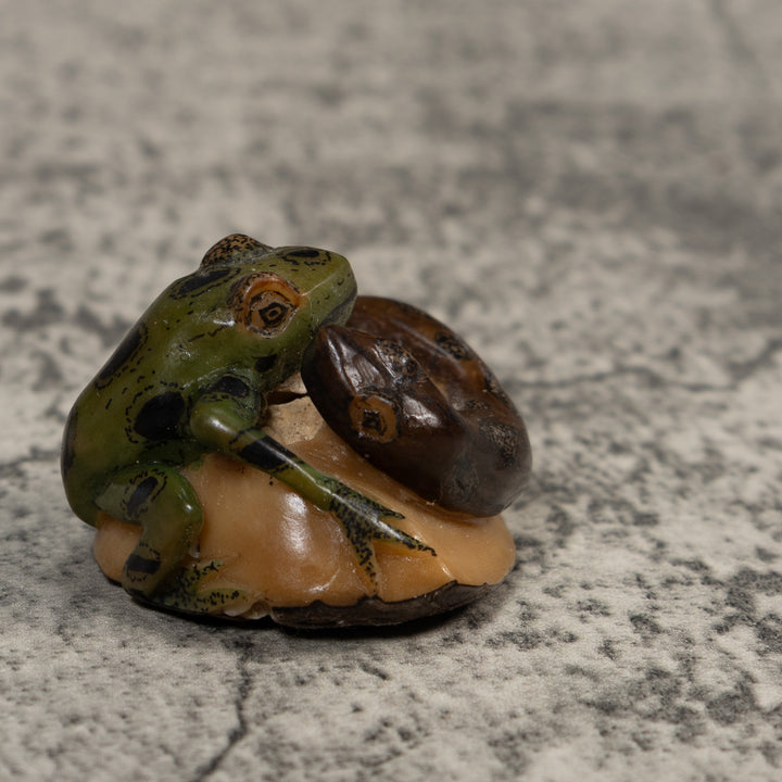 Vintage Snake And Frog Tagua Carving