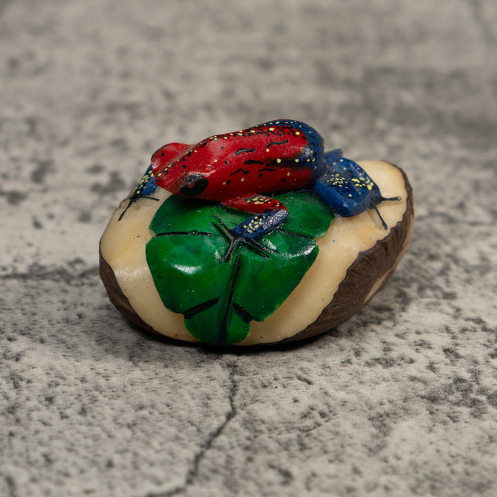 Red And Blue Poison Dart Frog Tagua Carving