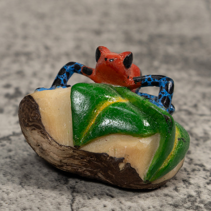 Red And Blue Poison Dart Frog Tagua Carving