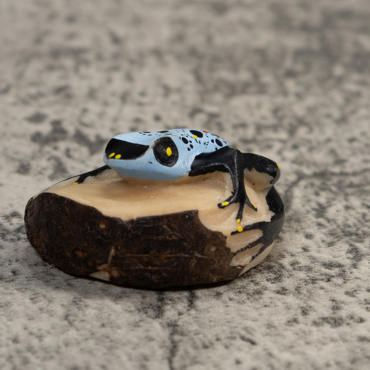 Vintage Black And Blue Poison Dart Frog Tagua Carving
