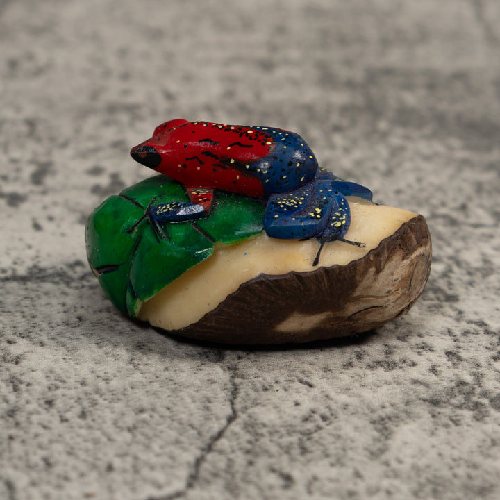 Red And Blue Poison Dart Frog Tagua Carving