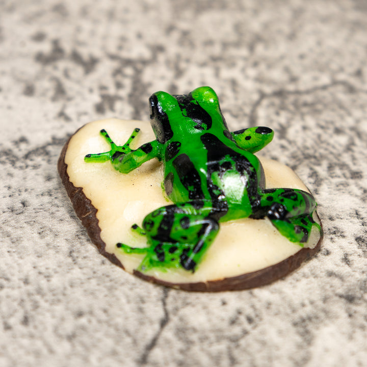 Green And Black Poison Dart Frog Tagua Carving