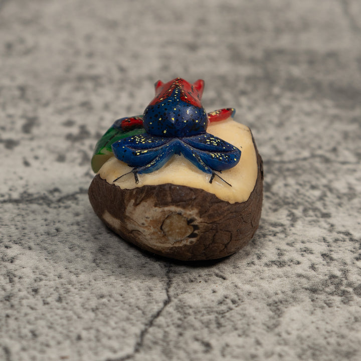 Red And Blue Poison Dart Frog Tagua Carving