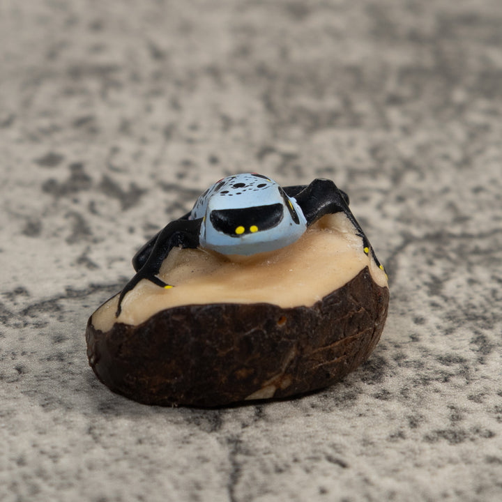 Vintage Black And Blue Poison Dart Frog Tagua Carving