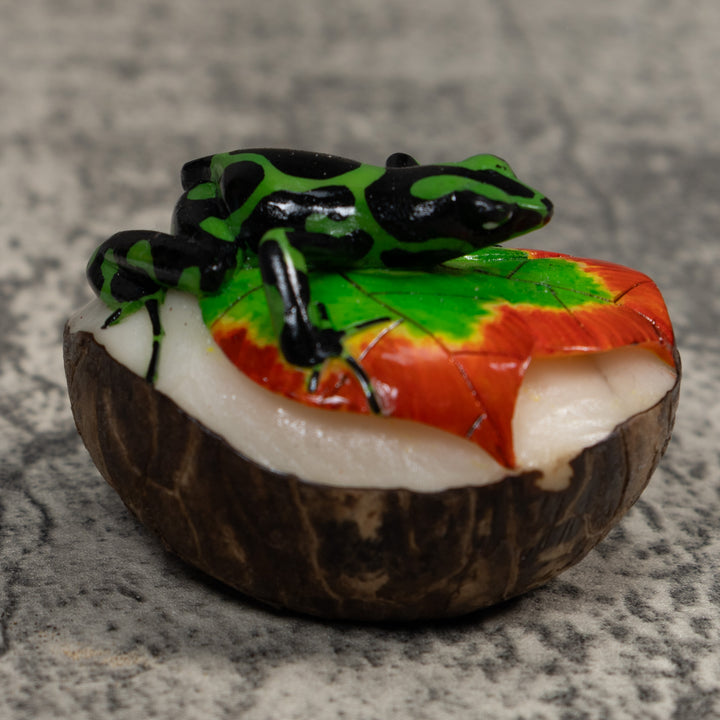 Green And Black Poison Dart Frog Tagua Carving