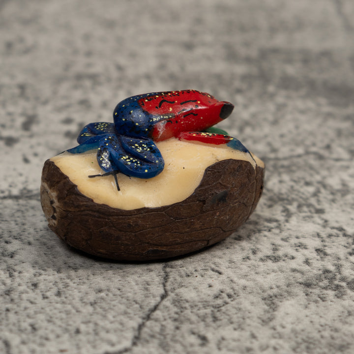 Red And Blue Poison Dart Frog Tagua Carving