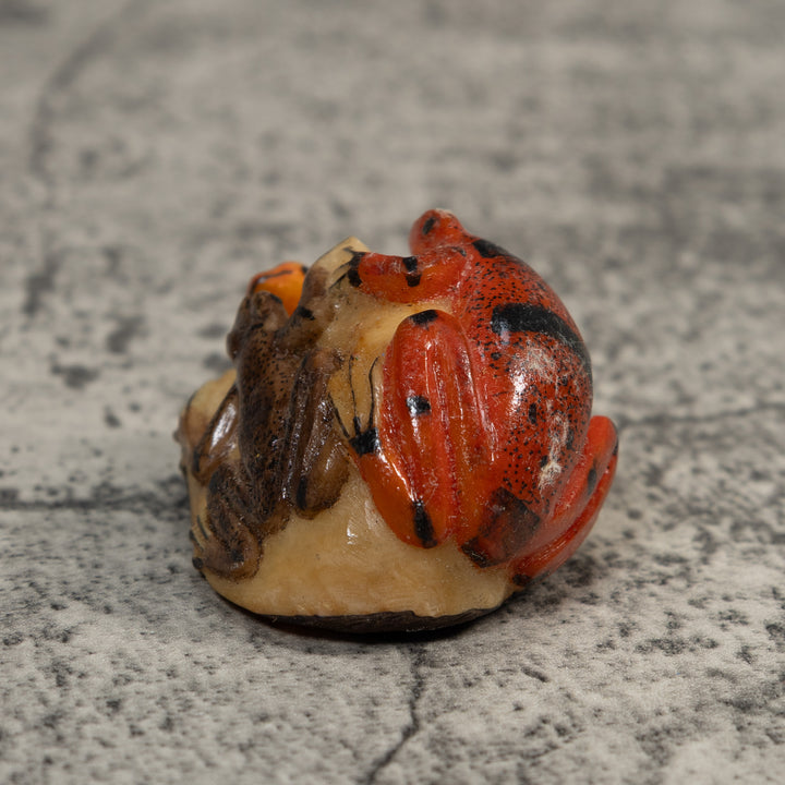Double Red And Black Poison Dart Frog Tagua Carving