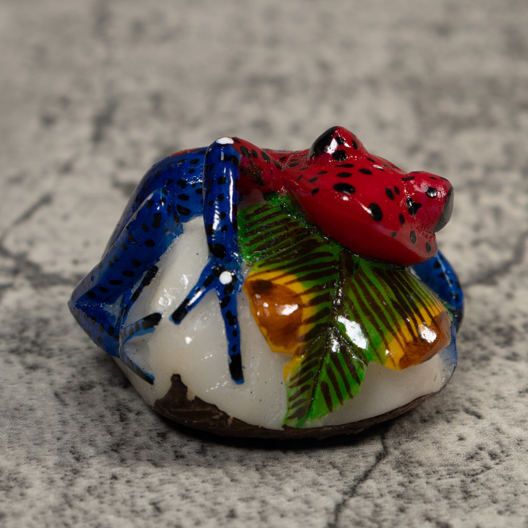 Red And Blue Poison Dart Frog Tagua Carving