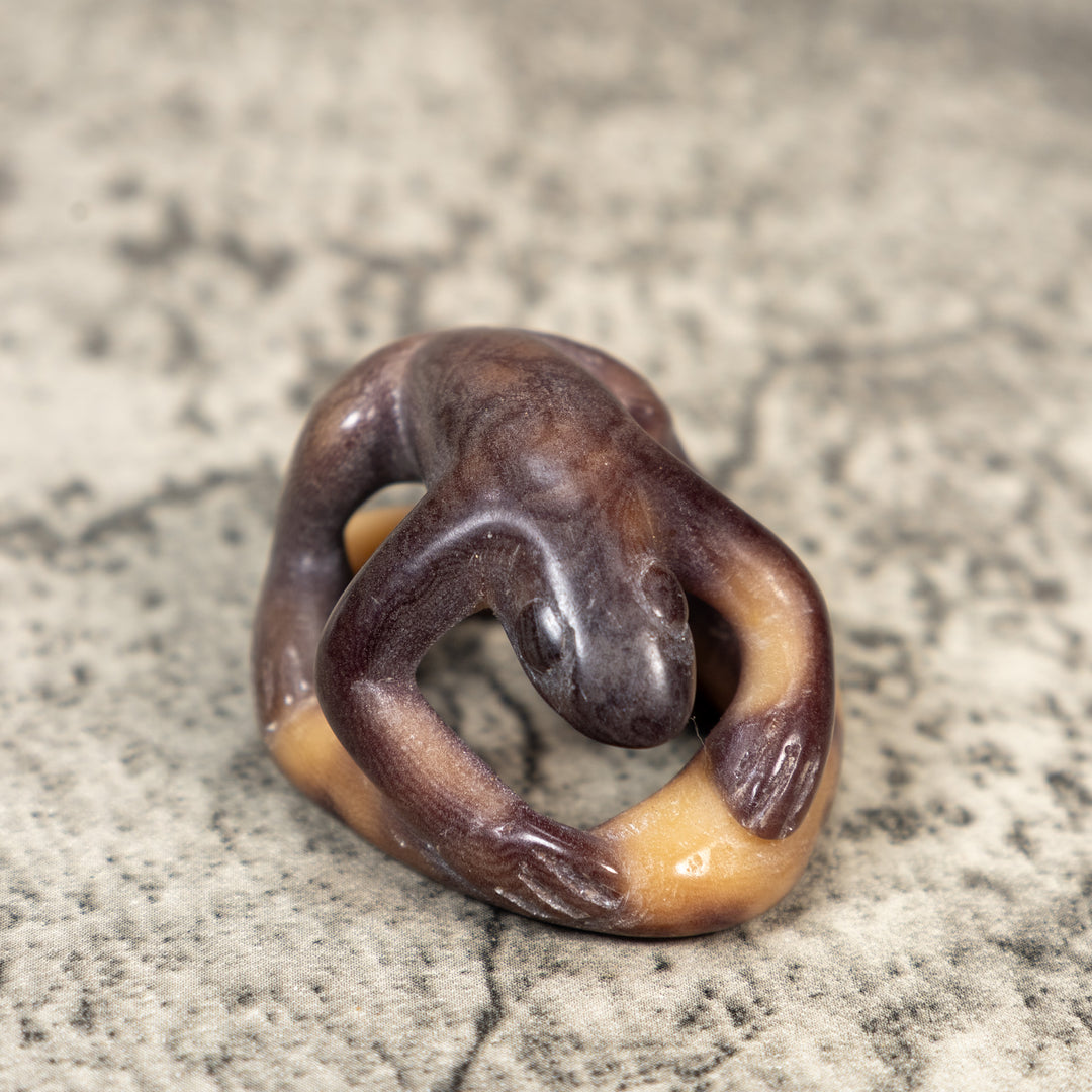 Vintage Dyed Frog Scarf Slide Tagua Carving