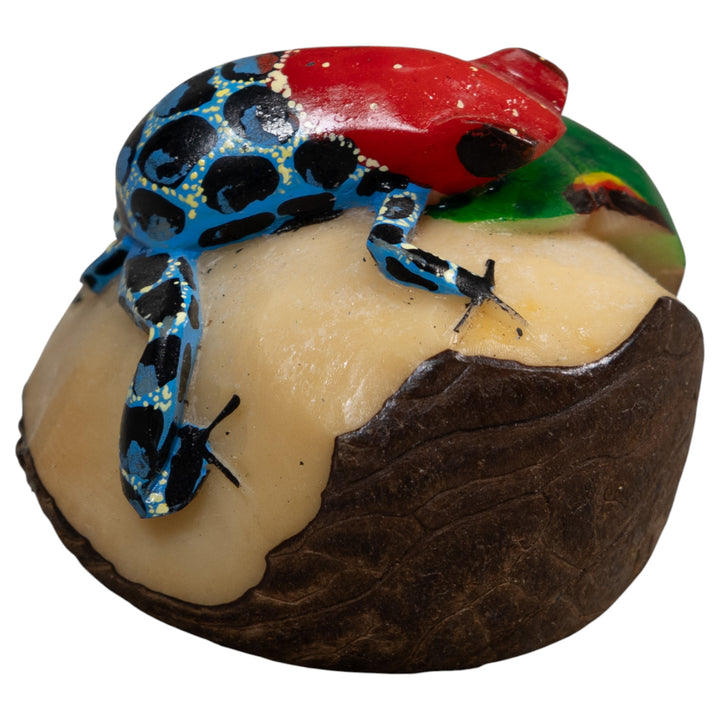Blue Red And Black Poison Dart Frog Tagua Carving